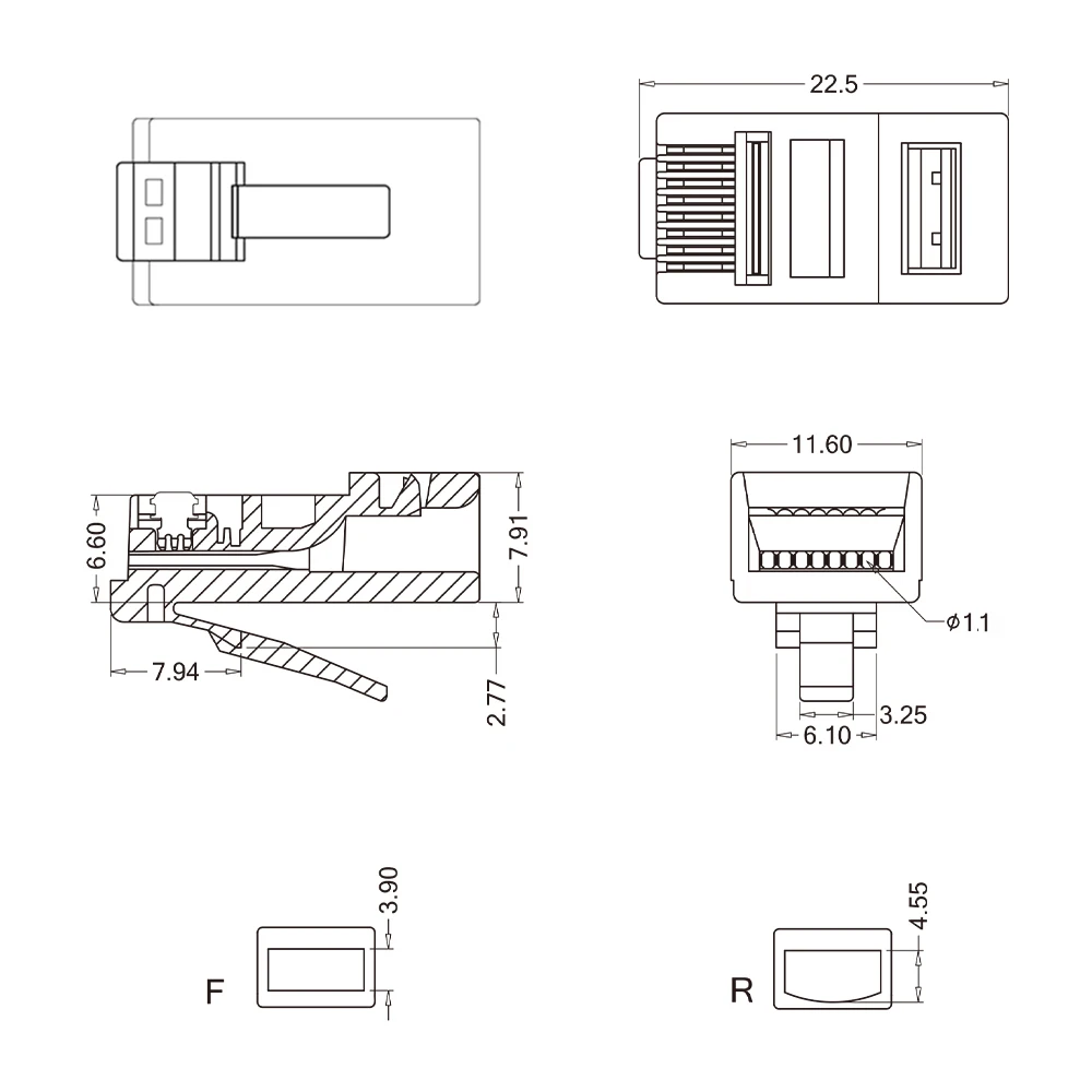 Hoolnx CAT6 Pass Through Connector RJ45 Modular Plugs Colorful Ethernet Ends Network Connectors UTP 15μ Gold-Plated 50 pack