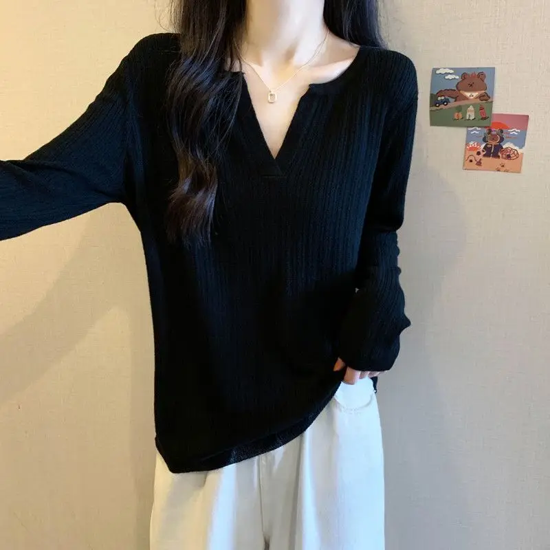 Women's Clothing Design Feels Slimming This Belly Knitted Sweater Is Simple and Age Reducing Casual Pullover Top