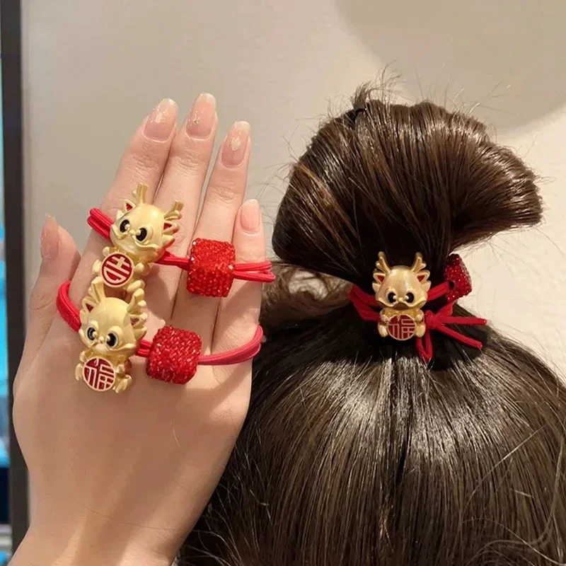 1/2/3 pçs laço de cabelo de ano novo confortável de usar anel de cabelo confortável acessórios de cabelo corda de cabelo festiva fácil de transportar adorável