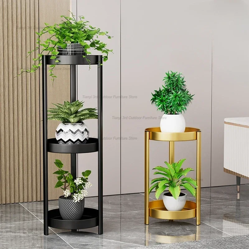 Luxury Iron Plant Shelves Mere Appearance Living Room Floor Type Multilayer Plant Shelves Balcony Support Furniture Soporte FYPS