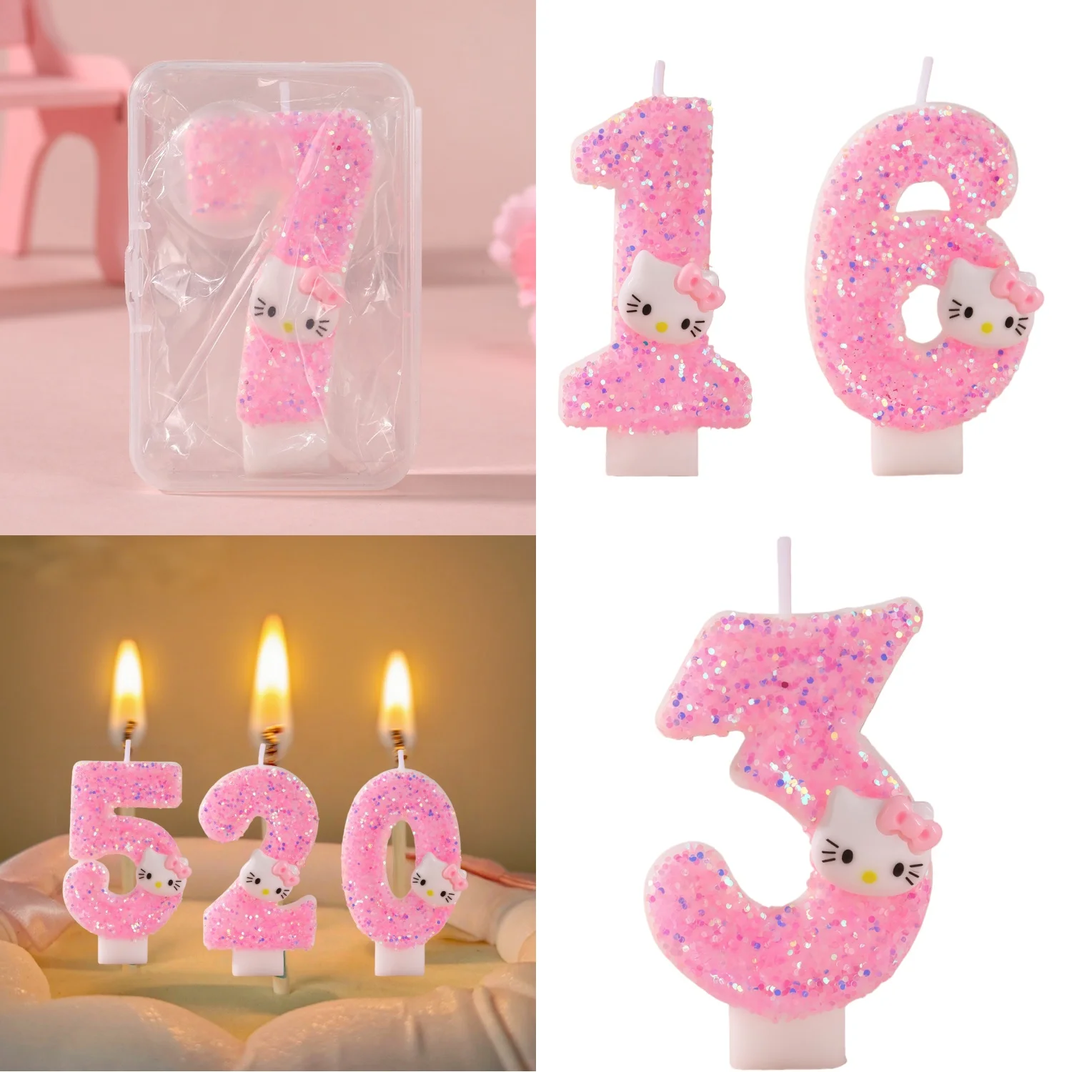 Vela de Hello Kitty, Vela Digital con Número del 0 al 9, Decoración para Pastel de Cumpleaños de Hello Kitty, Adorno para Pastel, Artículos para Fiestas de Hello Kitty