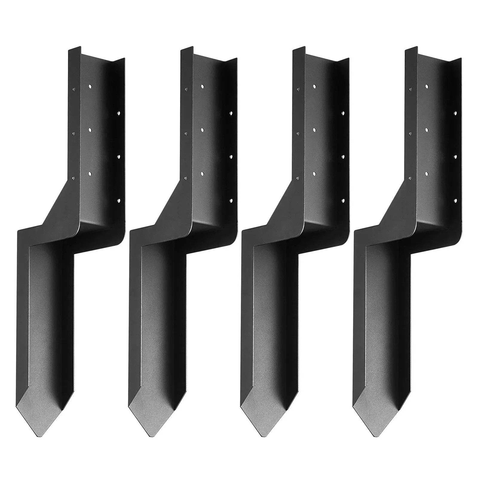 Fence Post Anchor Repair Kit, 4 Pack Inner Diameter 3.5 x3.5 Inches Heavy Duty Steel Support Stakes, Ground Spike for Tilted