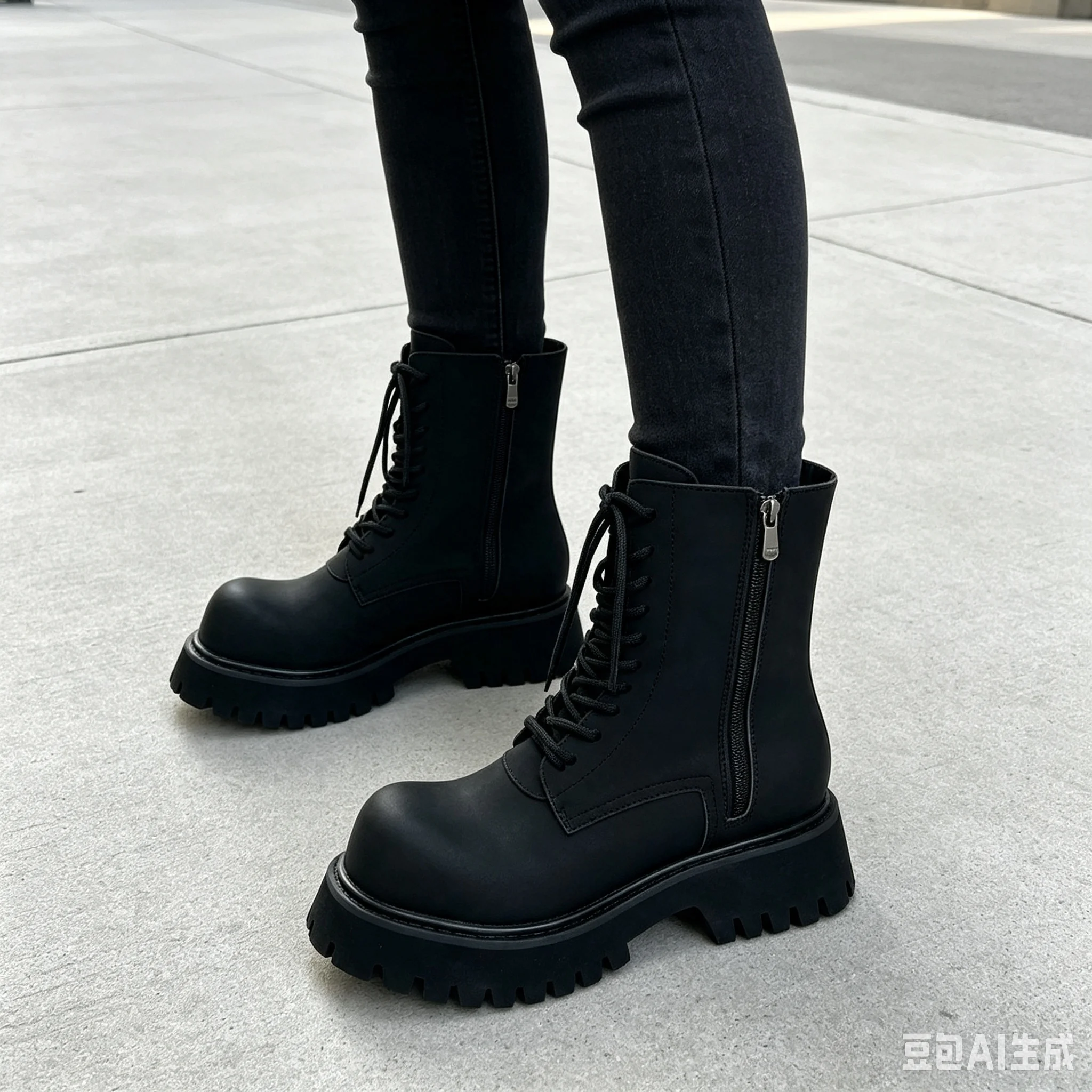 Black 2023 new style British style large toe short boots for men and women, thick-soled Chelsea boots, fashionable and comfortab