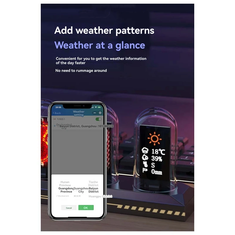 Orologio a tubo al neon Orologio a tubo Nixie a LED Schermo a colori IPS Orologio digitale analogico fai-da-te