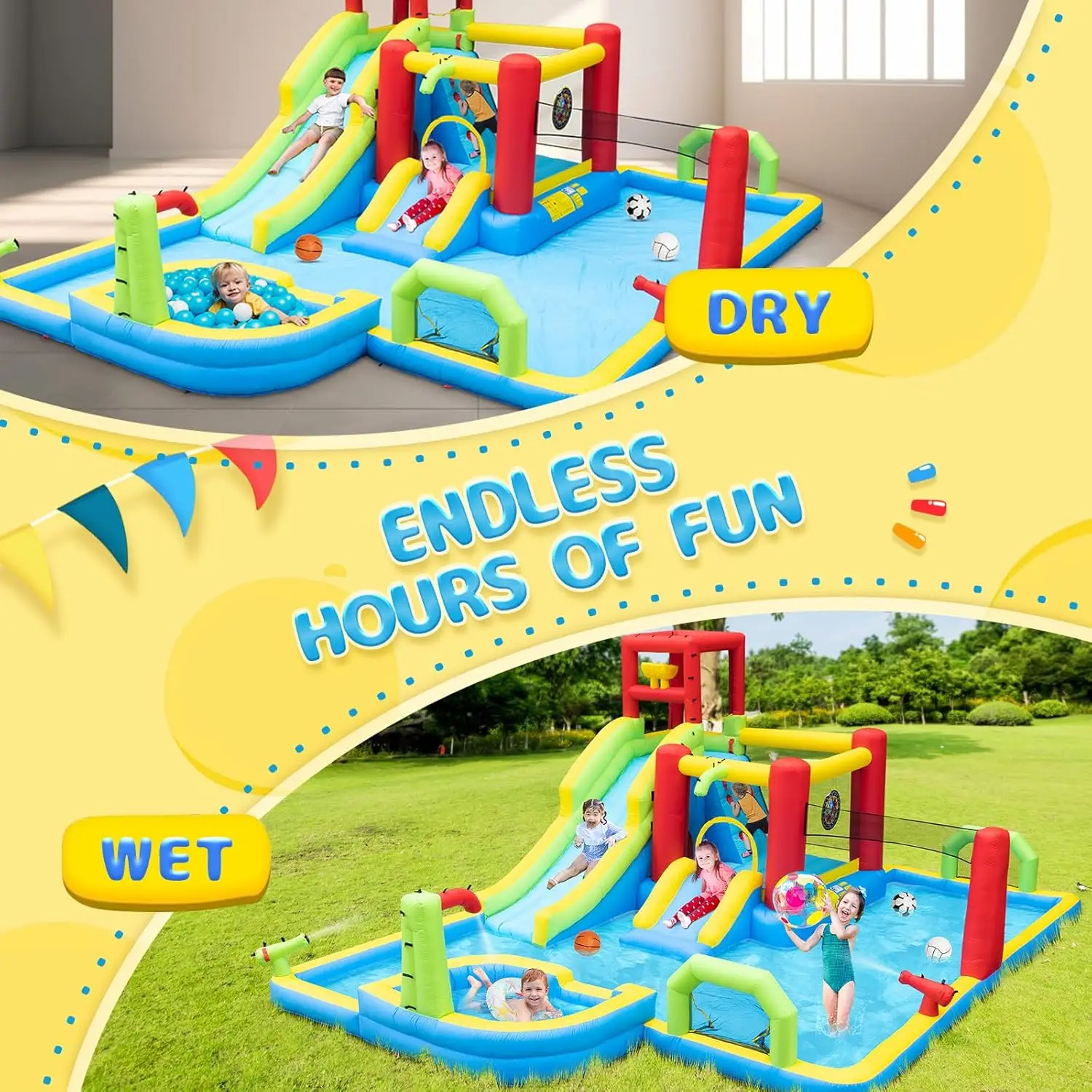 Kids 'Fun Outdoor Jumping Bouncer inflável, piscina extra grande, 2