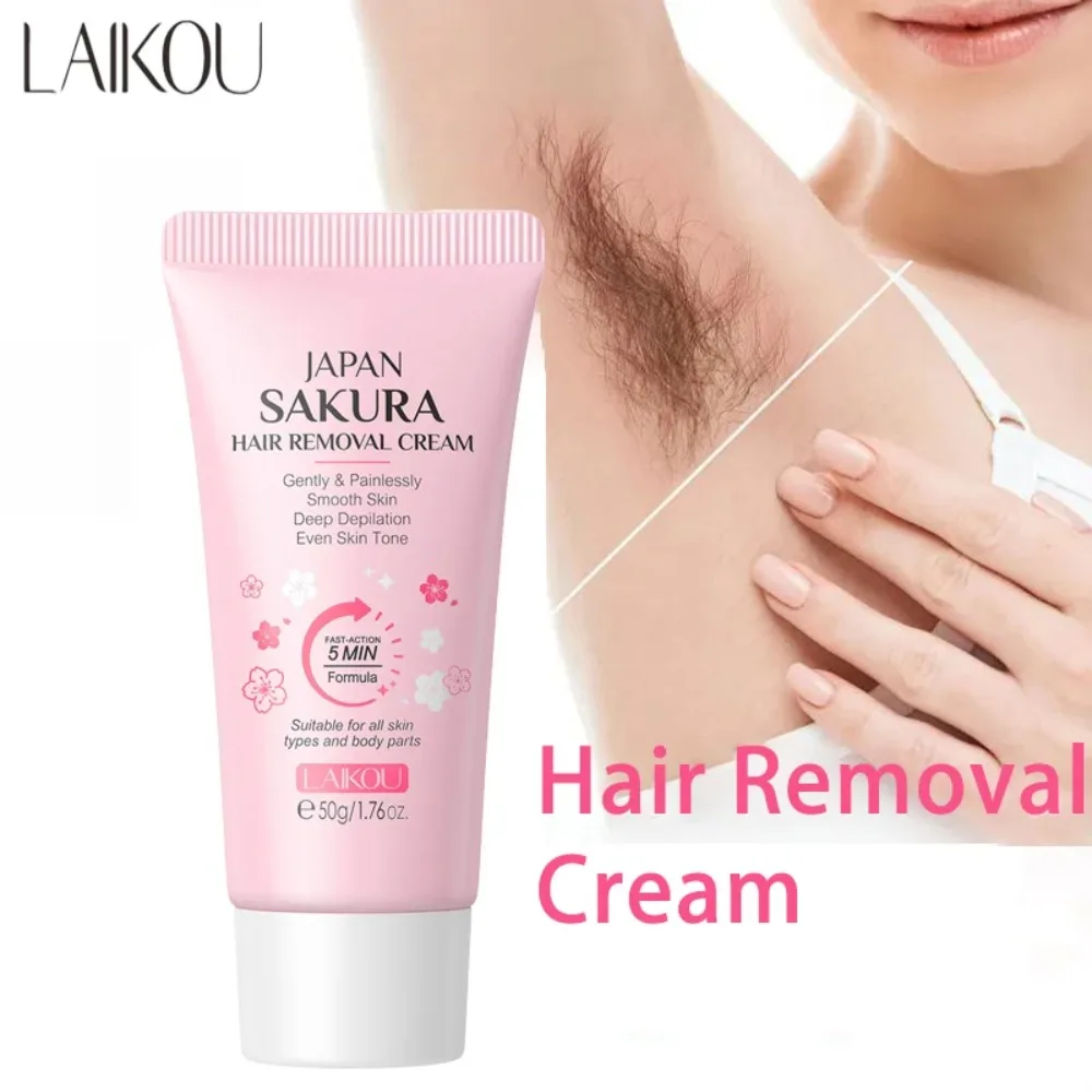 

LAIKOU Sakura Hair Removal Cream Fast Painless Hair Growth Inhibitor Arm Armpit Legs Intimate Areas for Men Woman 50g