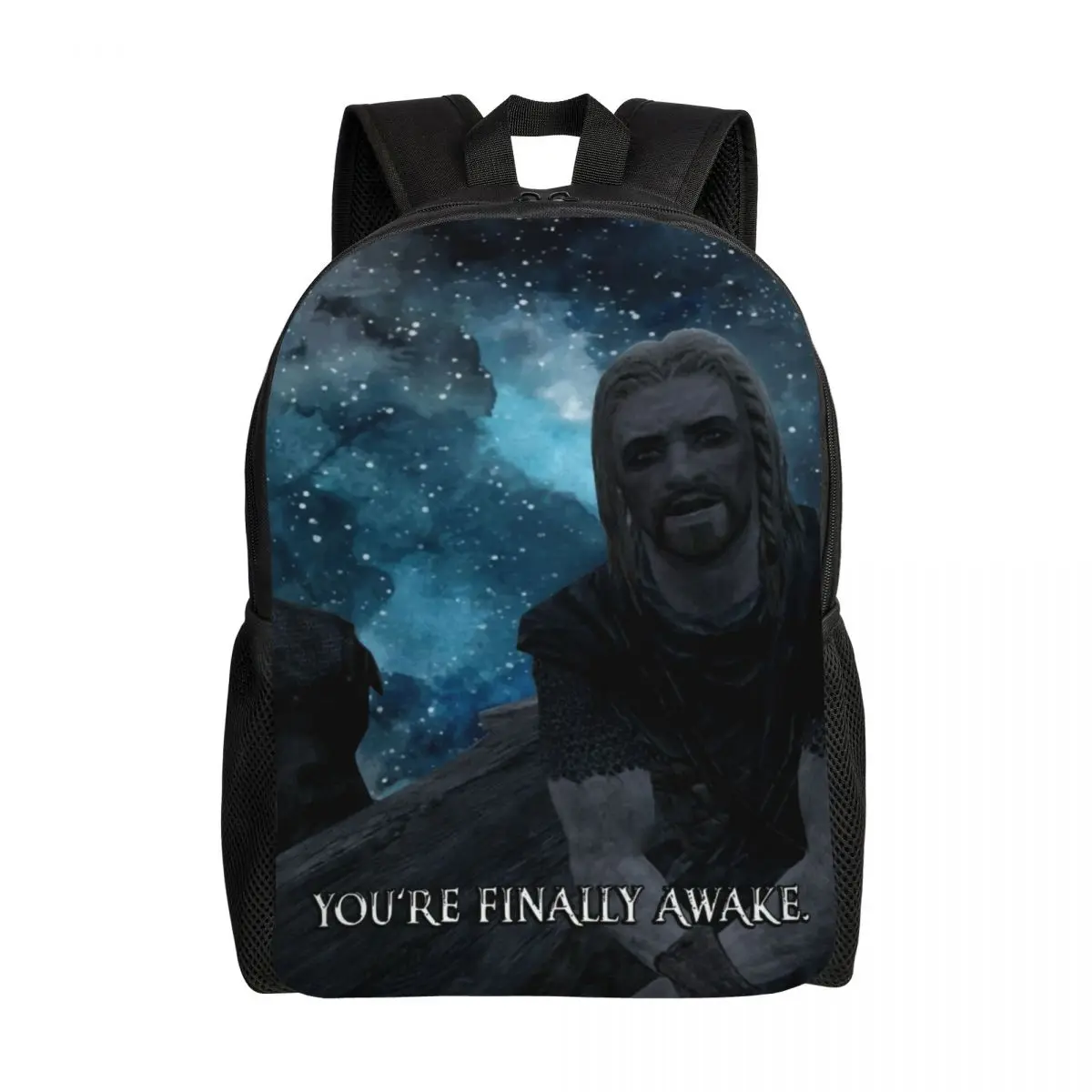 

Hey You Youre Finally Awake Skyrim Meme Backpacks Boys Girls School College Travel Bags Women Men Bookbag Fits 15 Inch Laptop