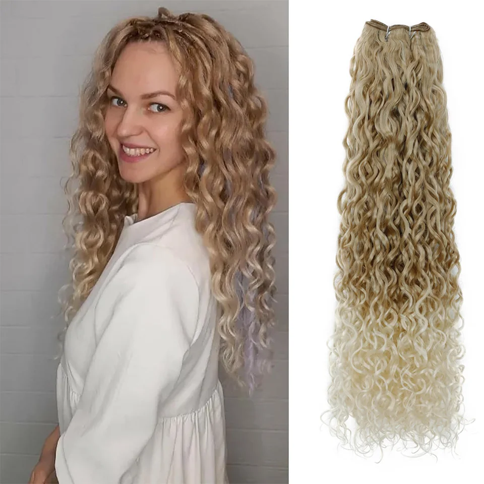 

20 Inch Curly Bundles Hair Extensions Ombre Water Wave Bundles Synthetic Hair Extension For All Seasons High Temperature Fiber