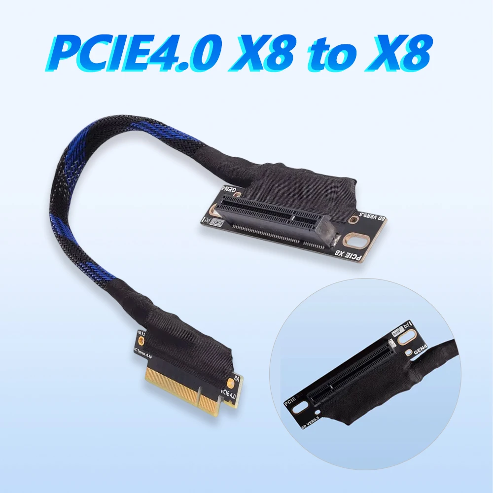 

Удлинительный кабель PCIE 4.0X8 к X8, видеокарта, внешняя проводка, совместимый адаптер GEN4 PCIe 3.0 для сетевых твердотельных накопителей