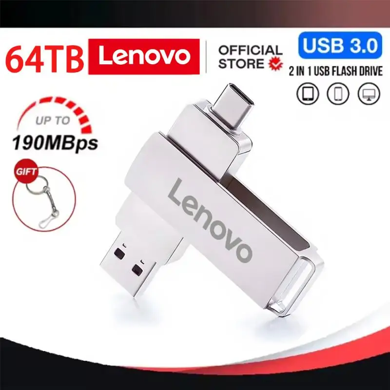 Lenovo Metal 16TB U Disk Flash Drive USB 3.0 High Speed File Transfer 8TB 4TB Ultra-large Capacity Waterproof Mechanical Style