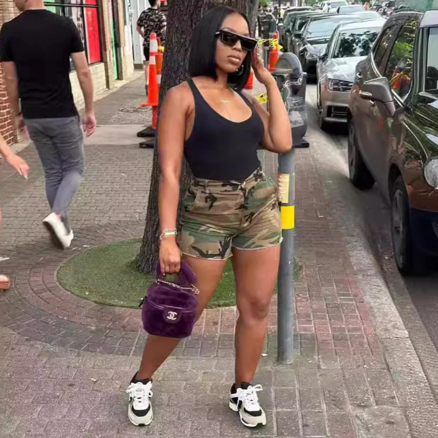 

Shorts Pants Women Short Cargo Pants Camouflage High Waist Trousers Y2k Streetwear Slim Fit Casual Splice Bodycon Summer 2025