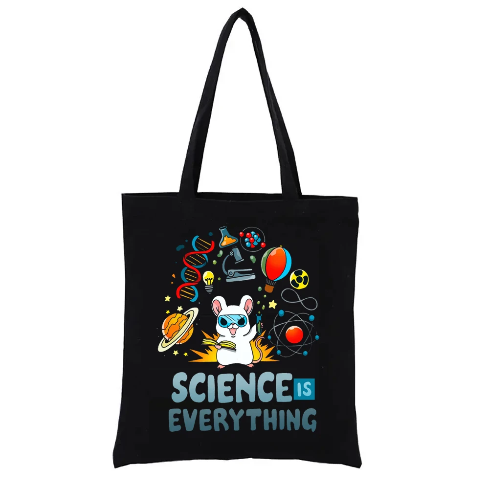 Science Graphic Print Shopping Bags Geek Series Literary Books Bag Shopper Female Handbags Woven Tote Women\'s Handbag Totebag