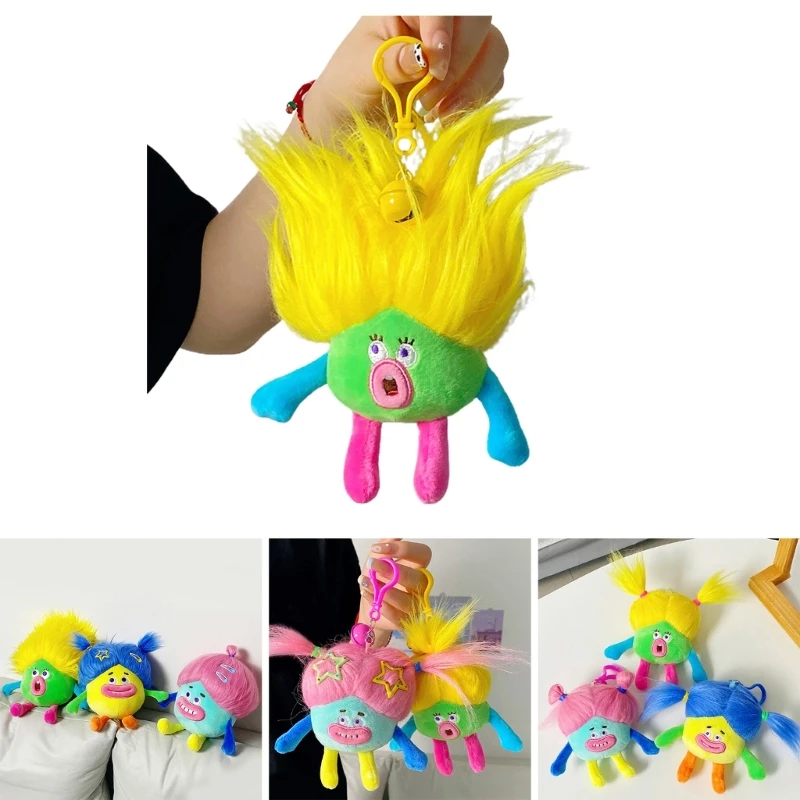 Ciondolo bambola capelli colorati, peluche, portachiavi, borsa, ornamento, pendenti per borsa