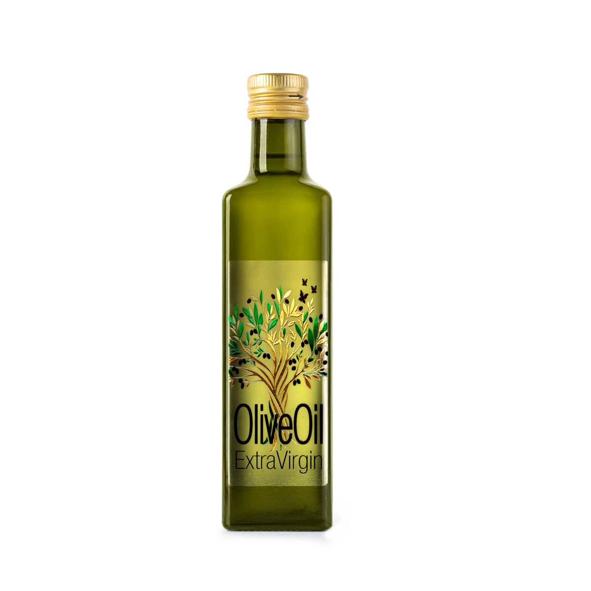 Custom Olive Oil Label｜Adhesive Metallic Gold Raised Foil｜Transparent Clear Embossed Logo