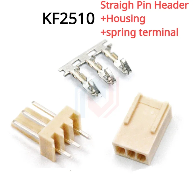 10 SetS/Lot KF2510 Kits Connector2.54mm Pitch 2/3/4/5/6/7/8/9/10P Bending/Straigh Pin Header+Housing+spring terminal