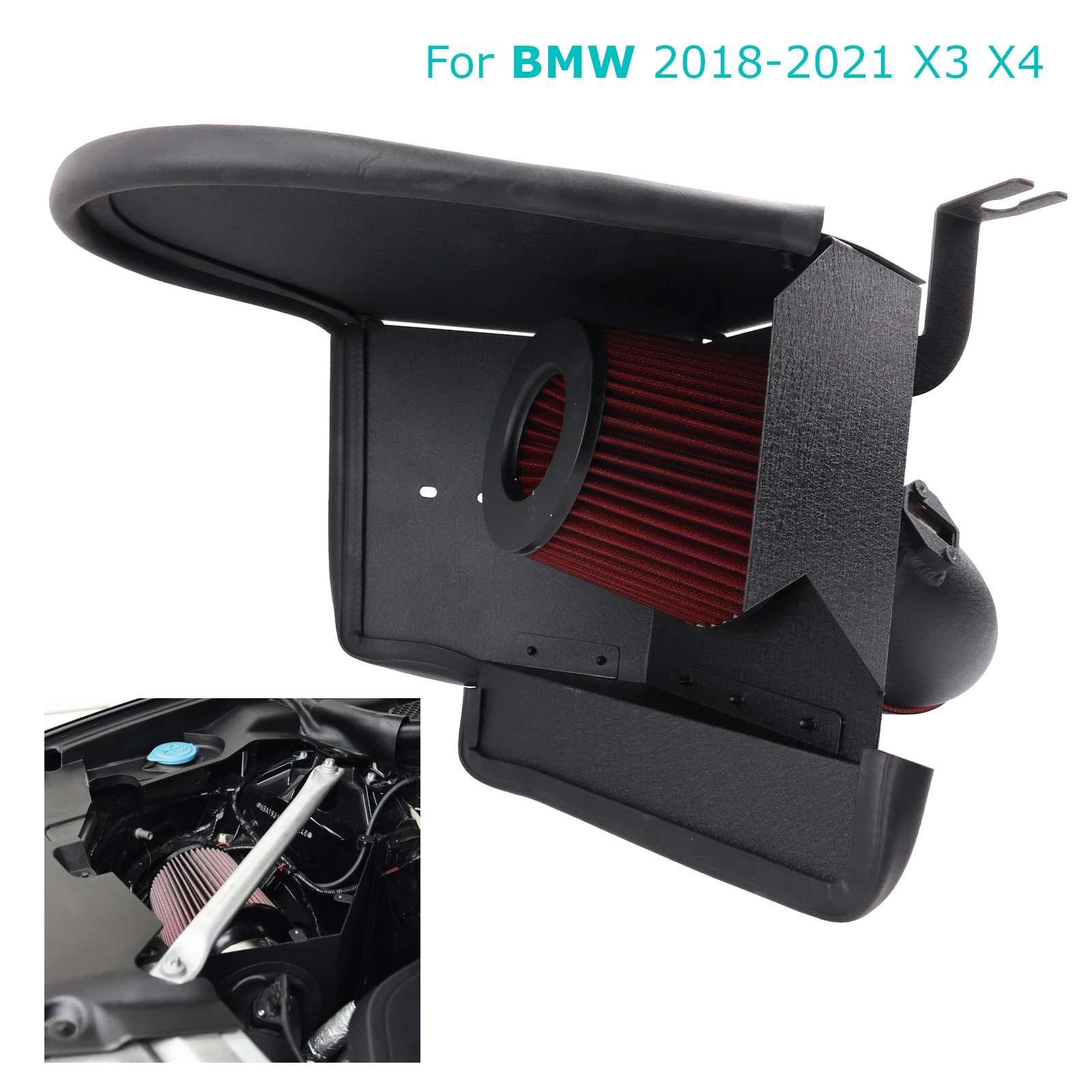 

3.0T B58 Engine Cold Air Intake Kit Filter Aluminum Inlet Pipe Heat Shield For BMW 2018-2021 X3 X4