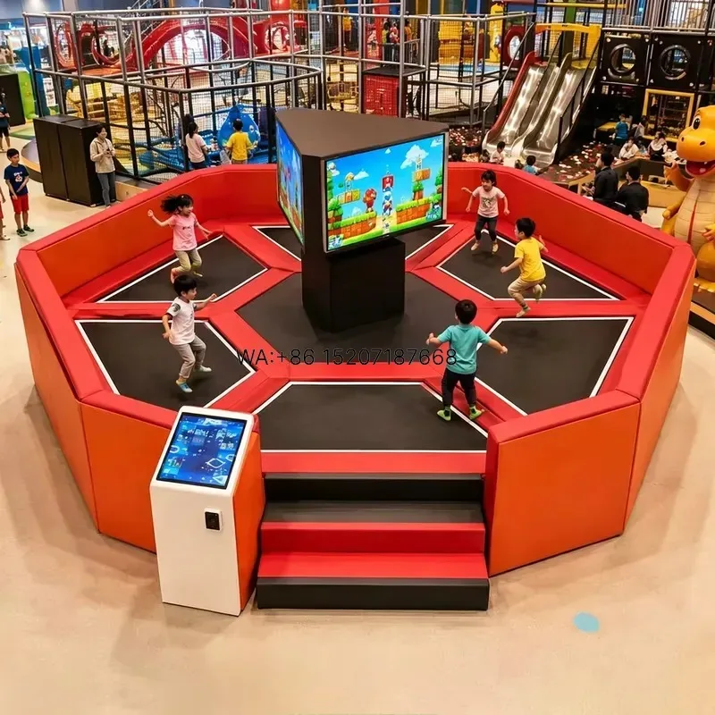 Wmwmnu for InteraGame MultiJump Interactive Screen Trampoline Game Auto Scoring Multiplayer PK Bounce Party Arcade for