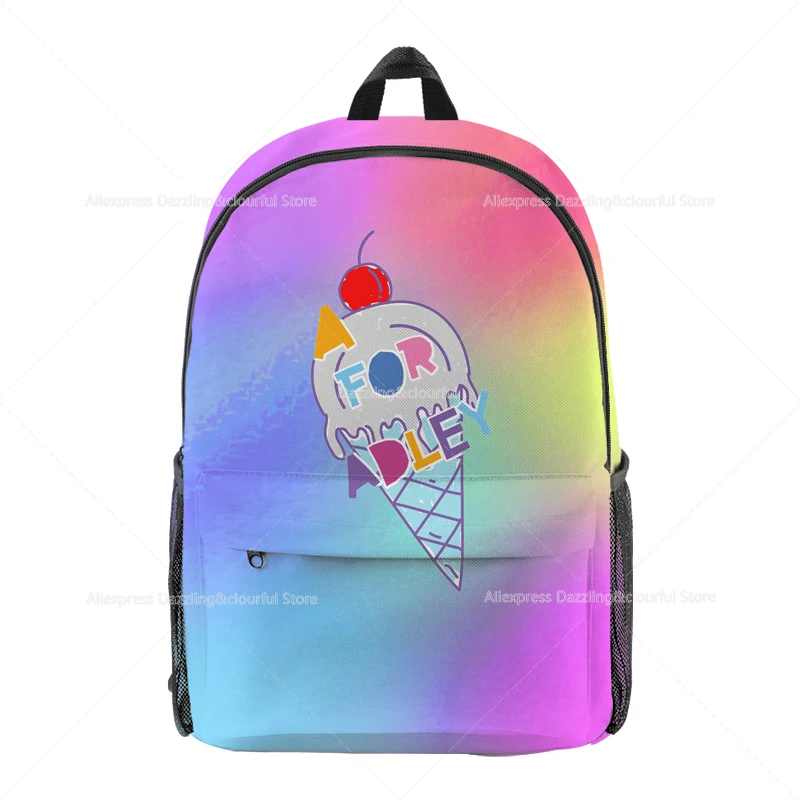 

Classic A for Adley Unicorn Ice Cream Rainbow pupil Bookbag Notebook Backpacks 3D Print Oxford Waterproof Travel Backpacks