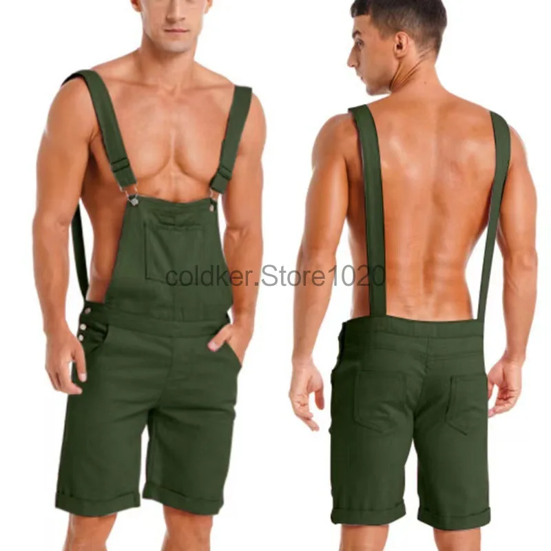 

Мужские летние комбинезоны, однотонные повседневные рабочие шорты-карго, брюки в стиле ретро с несколькими карманами, подтяжки, подтяжки, комбинезон-карго