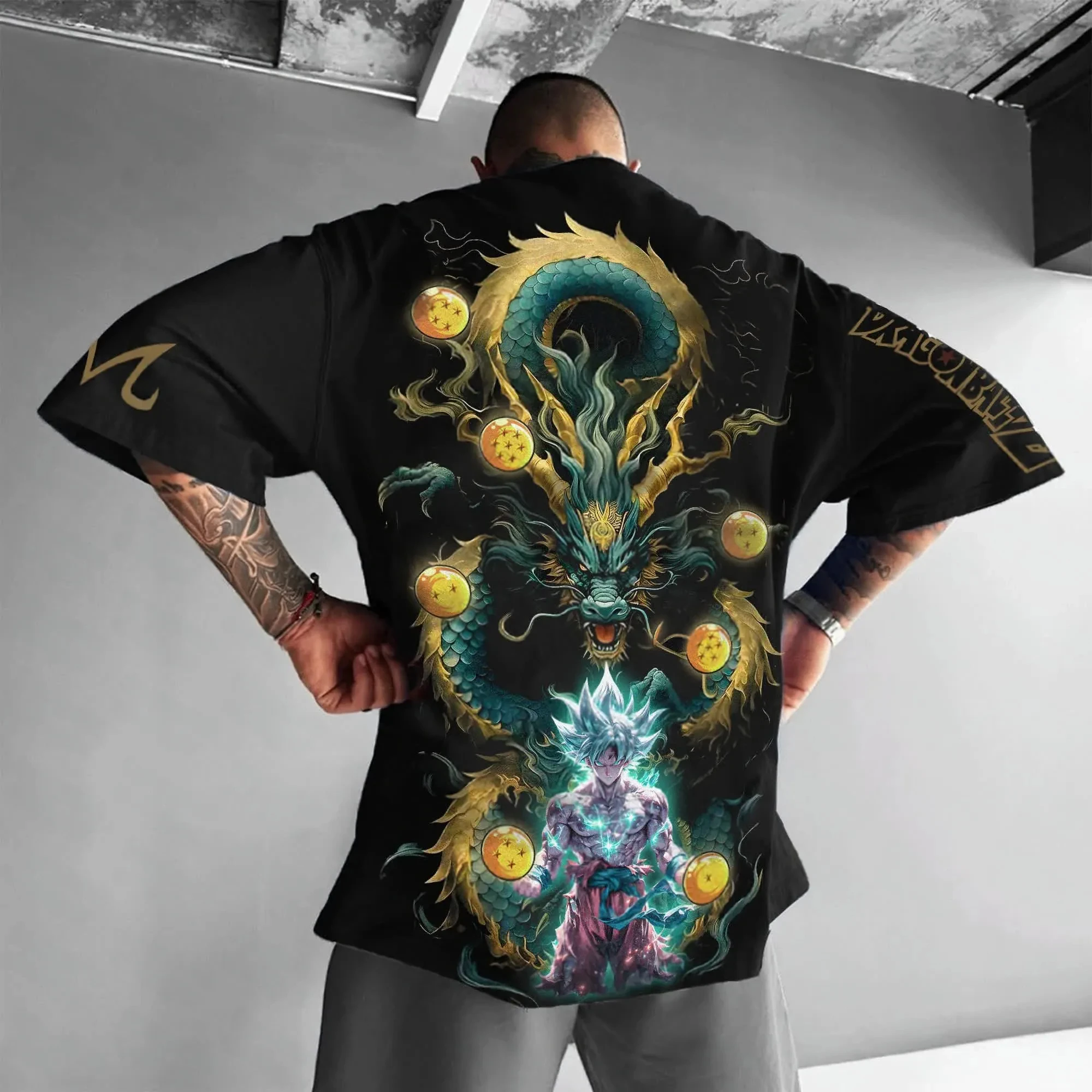 

Хлопковая свободная американская мужская и женская летняя дышащая спортивная футболка с короткими рукавами и принтом Dragon Ball Goku