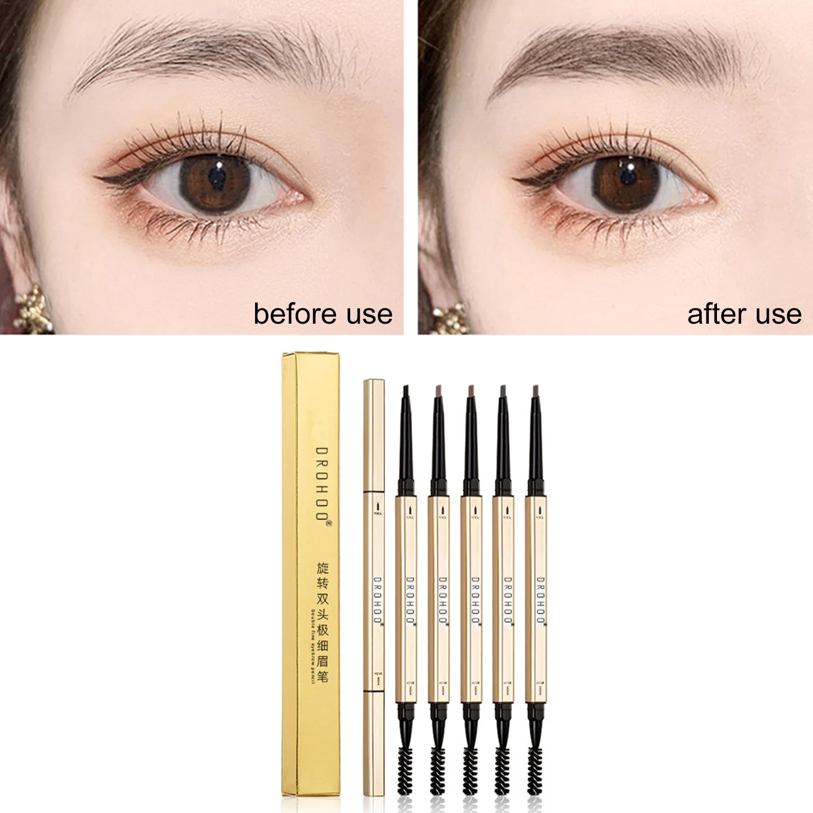 

1pcs Double Head Eyebrow Pencil Waterproof 5 Colors Ultra Fine Triangle Eye Brow Pen Triangular Eyebrow Pencil Makeup Tools