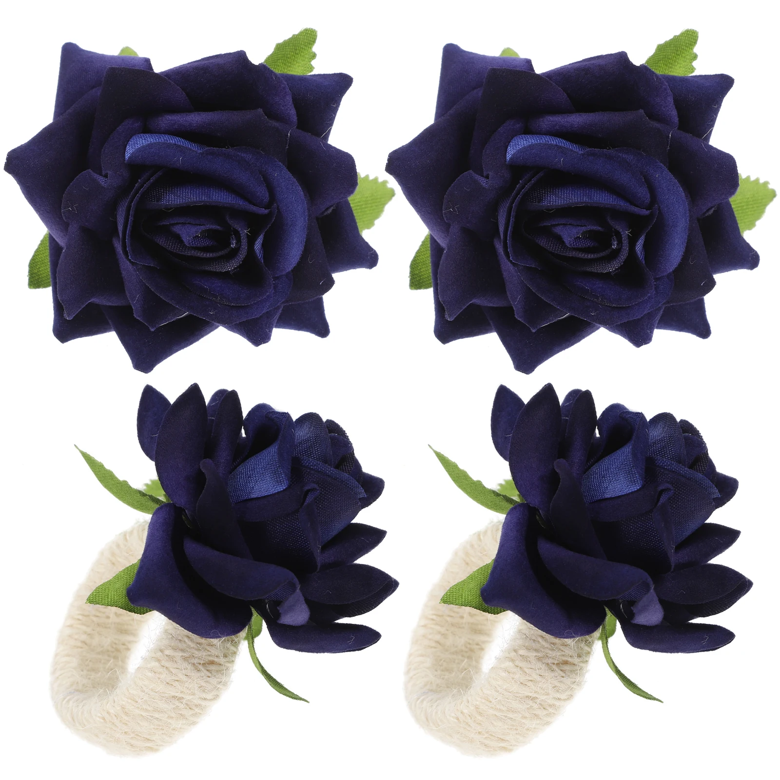 

4 Pcs Napkin Ring Simulated Flower Wedding Decor Decorative Holder Buckles Floral Holders Manual Artificial Rings for
