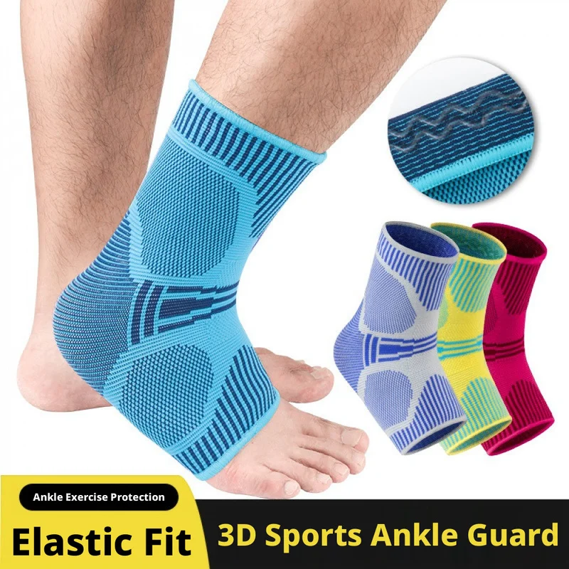 Multicolor knitted sports ankle brace, breathable and compressive ankle sleeve socks for basketball, football, hiking, and fitne