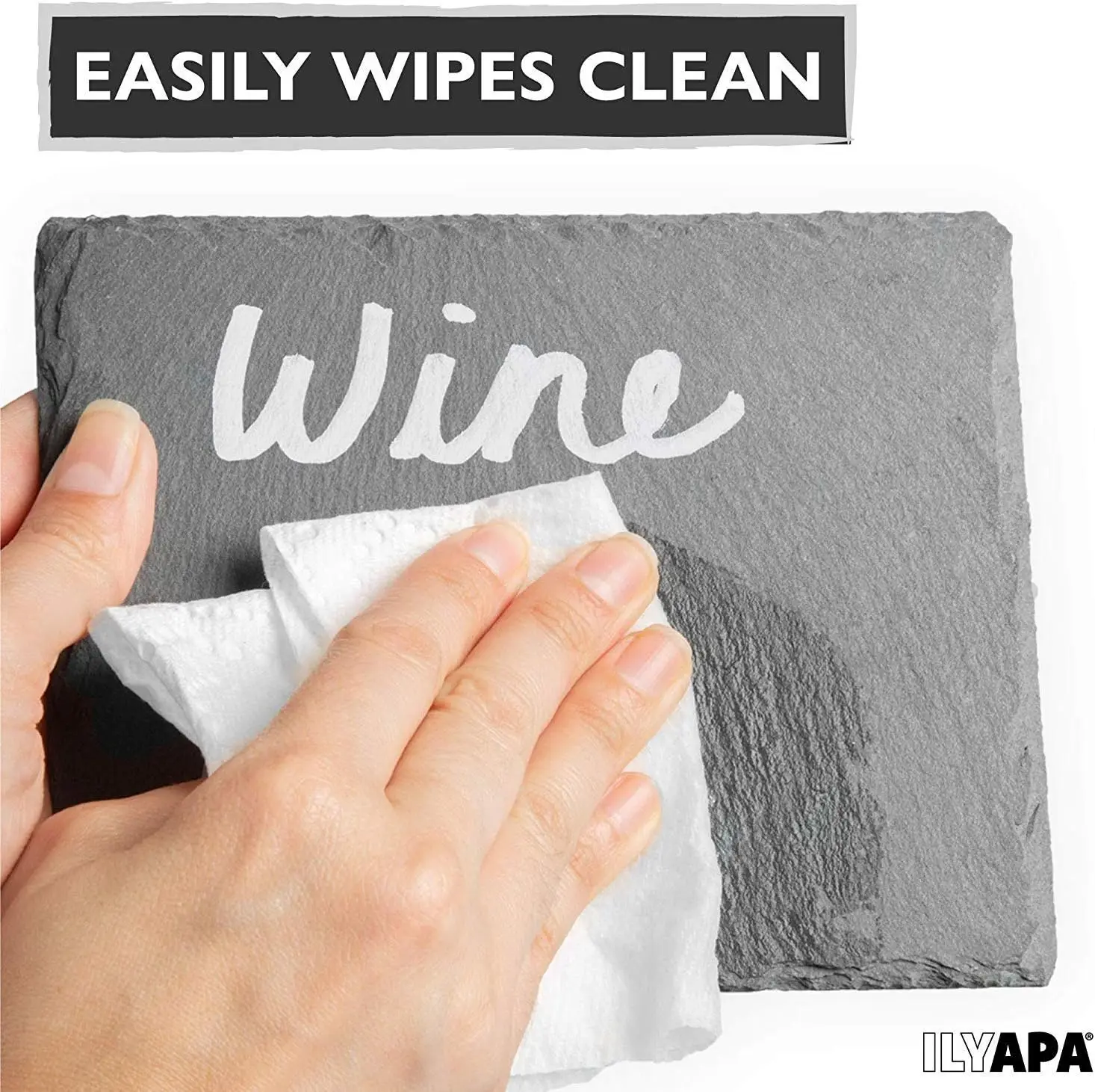 Conjunto de 8 Mini Quadros de Ardósia com Suportes de Madeira, Placas Rústicas de Ardósia de 5x6 Polegadas para Decoração de Buffet