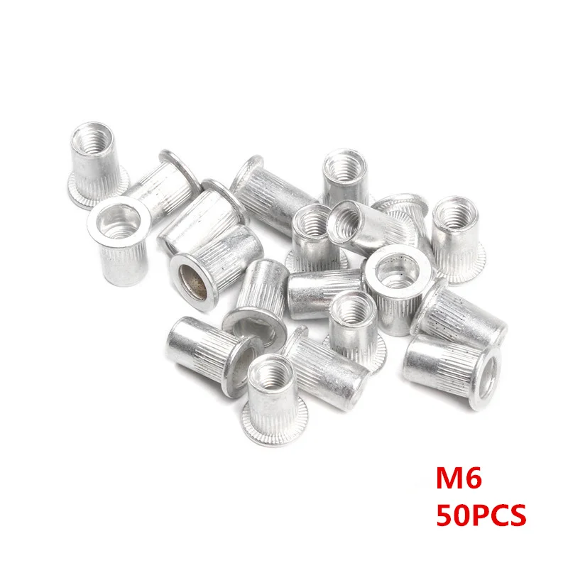 50pcs 20Pcs M3 M4 M5 M6 M8 M10 M12 Aluminum Alloy Rivnut Flat Head Threaded Rivet Insert Nutsert Cap Rivet Nut