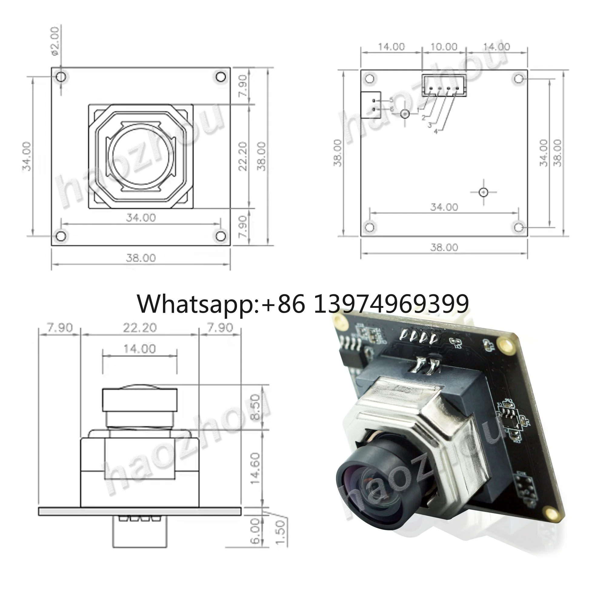 HZ OEM 8MP Autofocus OTG UVC IMX415 RGB CMOS Sensor Industrial Square Camera Module 4K Wide Angle USB for Windows Mac Linux