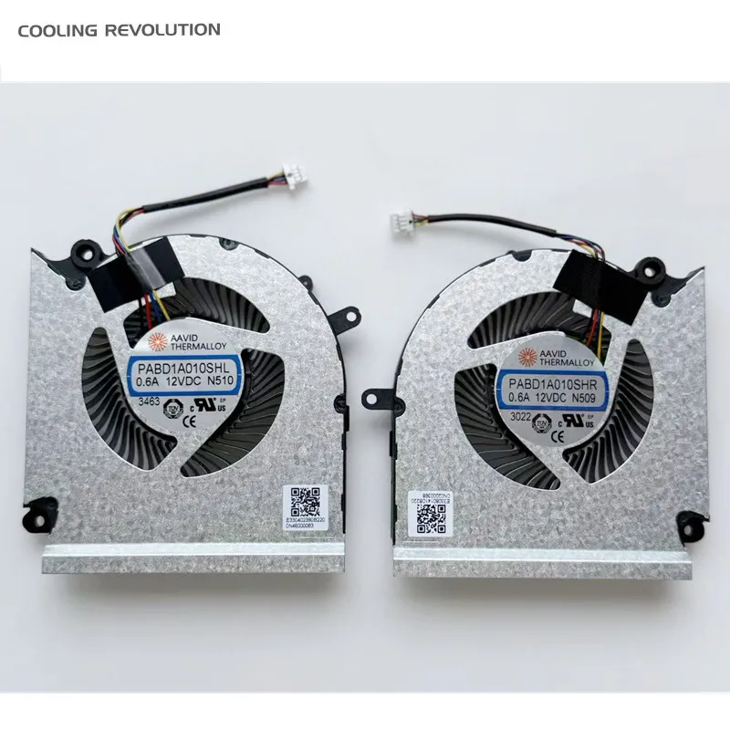 

New Original Laptop CPU GPU Cooling Fan For MSI Raider GE68 HX 13VF MS-15M2 PABD1A010SHL N510 PABD1A010SHR N509 0.6A 12VDC