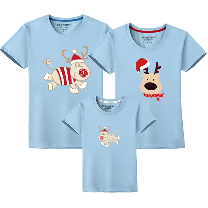 Family Look Clothes Christmas Family Matching Outfits Father Son T Shirt Mother Daughter Short Sleeve Dad Mom Baby Family Suit