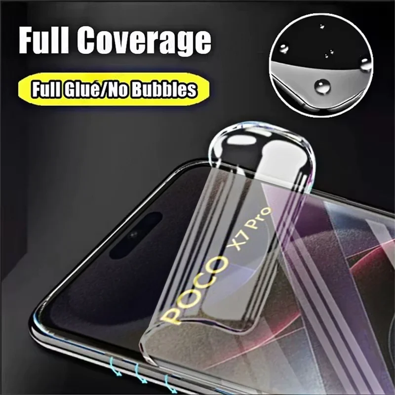 4 قطعة حامي الشاشة ل POCO X7 M7 X6 X5 X4 X3 Pro C40 C65 C75 هيدروجيل فيلم ل POCO F7 الترا F6 M6 F5 برو X4 GT X3 NFC فيلم