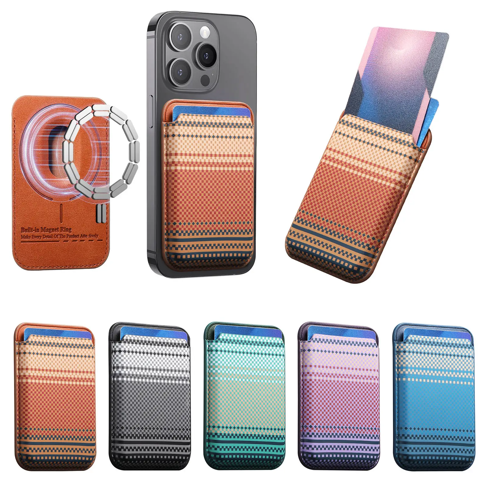 Carbon Fiber Texture for Magsafe Magnetic Strong Wallet Card Holder for IPhone 17 16 15 14 13 12 Pro Max Credit Card Slot Case