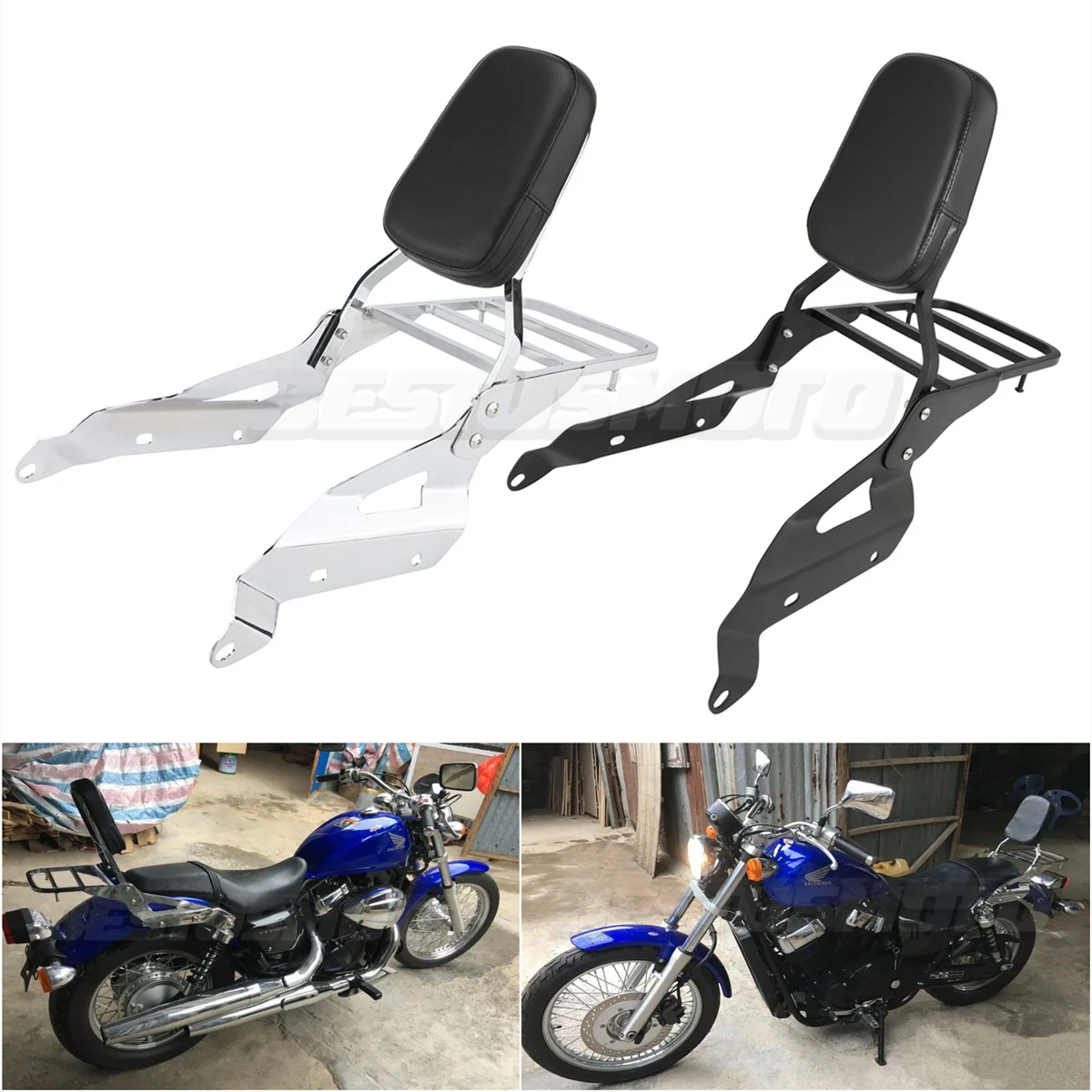 

Motorcycle Accessories Backrest Sissy Bar w/Luggage Rack For Honda Shadow 750 VT750 RS VT750RS 2010-2018