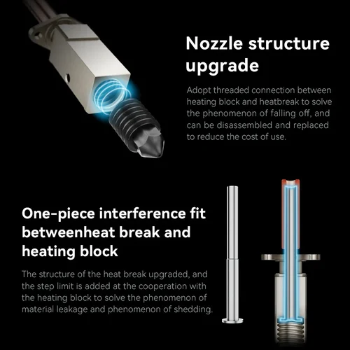 Imagen 2 del producto Hotend Original para Bambu Lab p1 X1 P1P X1C P1S, cabezal de impresión mejorado, termistor calentador para boquilla de acero endurecido bambulab