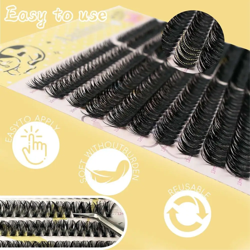 400 Clusters 3D False Eyelashes Naturally Dense Fully Eyelash Extension 30/40/60/80D Curly Thick Eyelashes For Women Makeup Tool