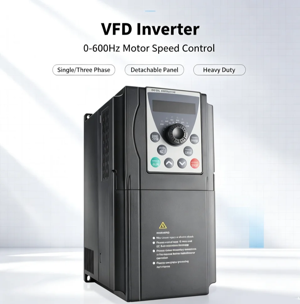Heavy Duty Vector VFD 0-600Hz Single Three Phase Motor Speed Controller Detachable Panel For Pump CNC Fan