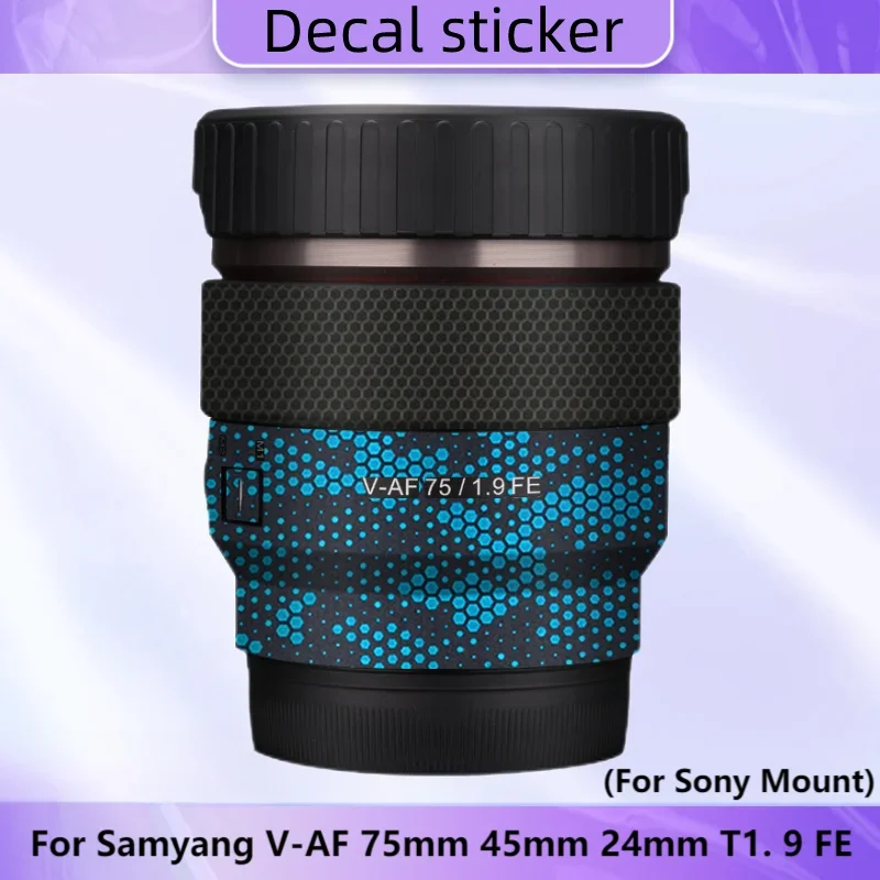 For Samyang V-AF 75mm 45mm 24mm T1. 9 FE Decal Skin Vinyl Wrap Film Camera Lens Body Protective Sticker Coat V AF 75 / 45 / 24