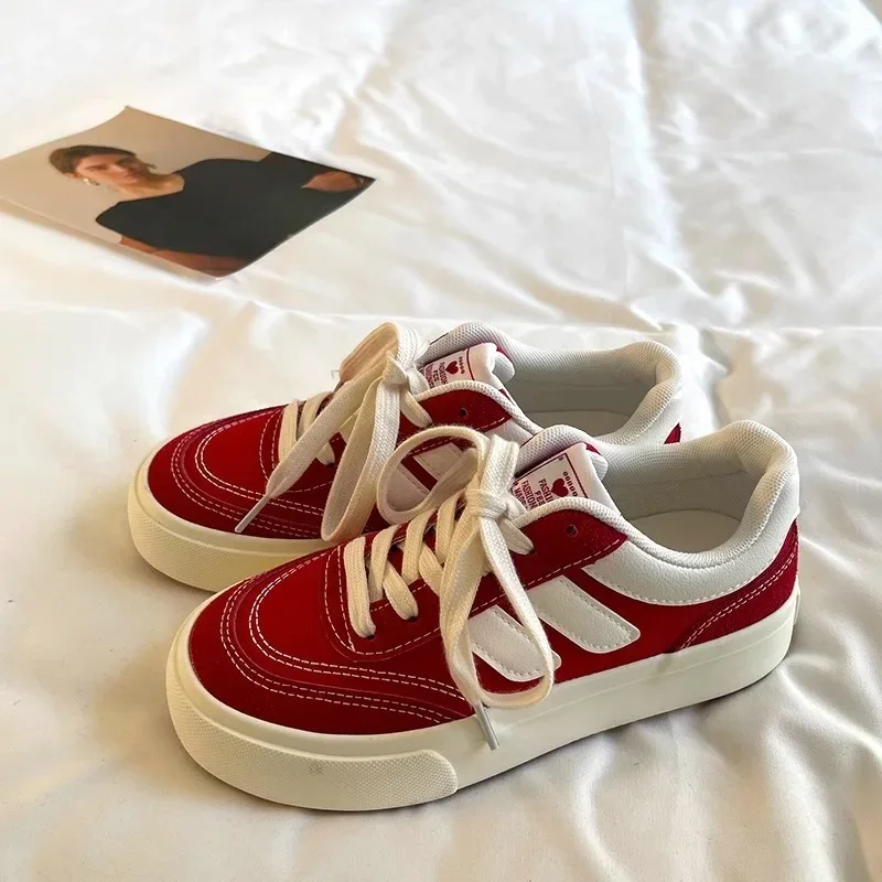 Zapatos De lona para Mujer, novedad De Otoño De 2023, zapatos De plataforma informales a la moda, zapatos De suela plana con cordones para caminar y correr, Zapatillas De Mujer