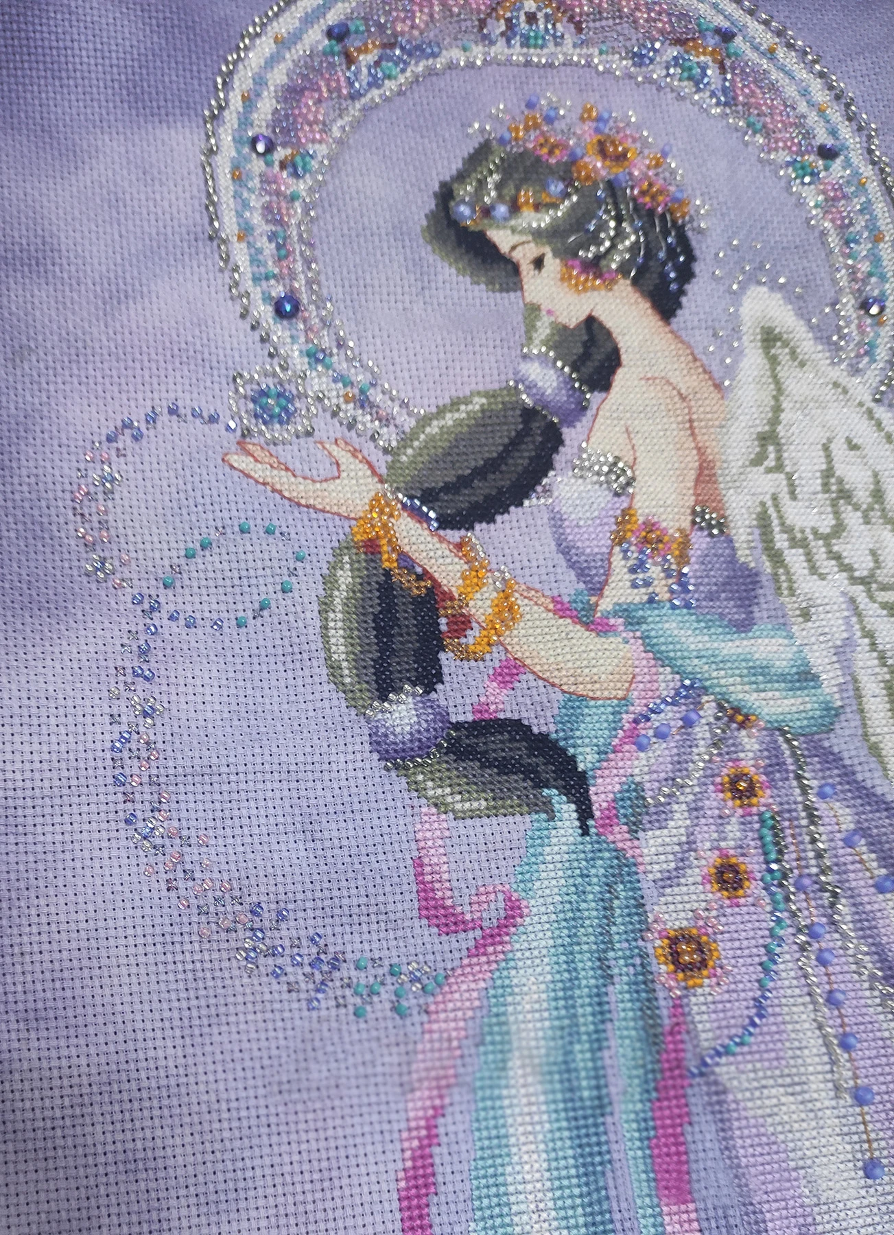 

Angel Fairy Fabric Cross Stitch Kits, Colored, Fully Aida Styles, Cotton Thread Embroidery, 18CT, 14CT, 22CT, 25CT