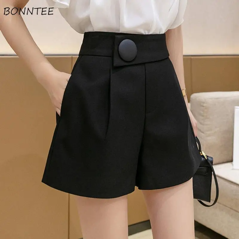 

Shorts Women Solid Folds Simple Daily Creativity Elegant Popular Fashion Korean Style Vintage Basics Spring Charming Delicate