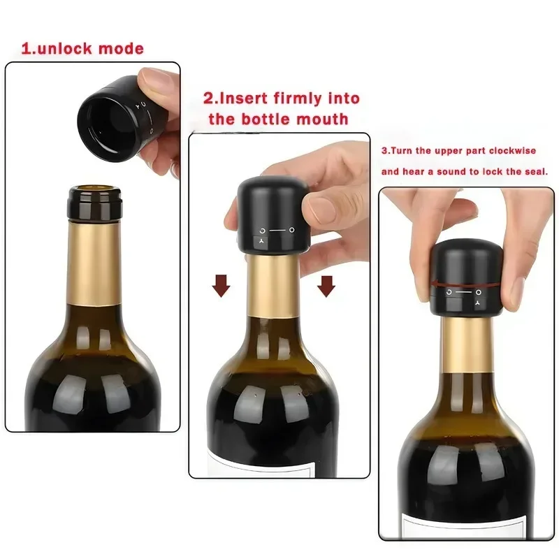 Vacuum Champagne Stopper Manual Rotation Lock Red Wine Fresh Bottle Stopper Household Red Wine Cork Bar Bottle Pull Tool