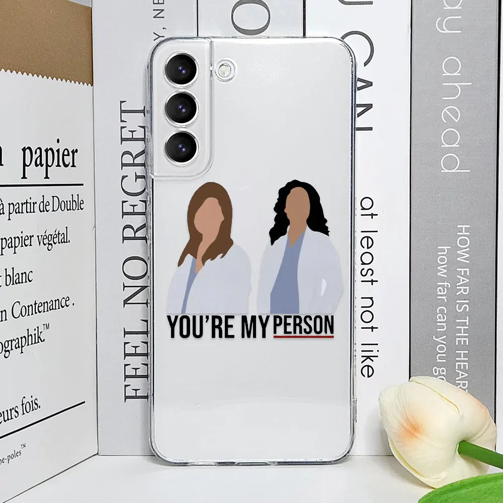 Cartoon Greys Anatomy You Are My Person Clear Phone Case for Samsung Galaxy S24 S23 Ultra S22 Plus S21 FE S20 Soft Covers Fundas