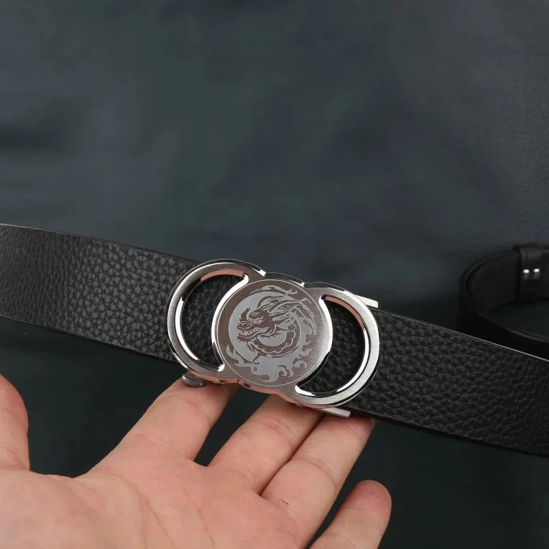Handmade only requires faucet buckle, black lychee pattern men's genuine cow belt, imported from Italy, top layer cowhide belt,
