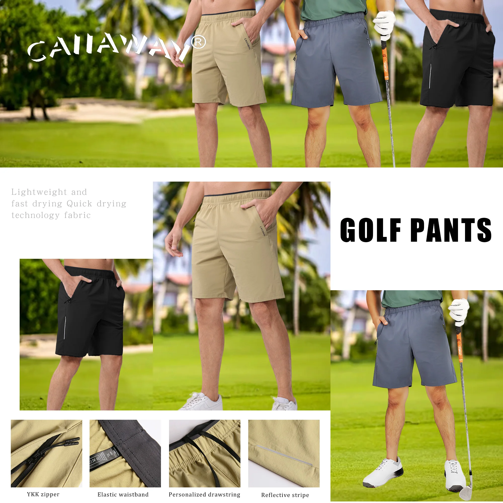 CAIIAWAV pantalones cortos de Golf para hombre, ropa deportiva transpirable, informal, versátil, a la moda, Verano