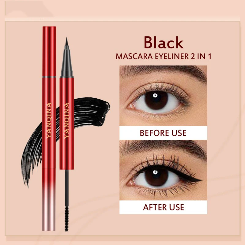 YANQhr-Mascara Eyeliner Double Tête 2 en 1 pour Documents, vaccage Rapide, Imperméable, Résistant à la Sueur, Mode Novice, Convient