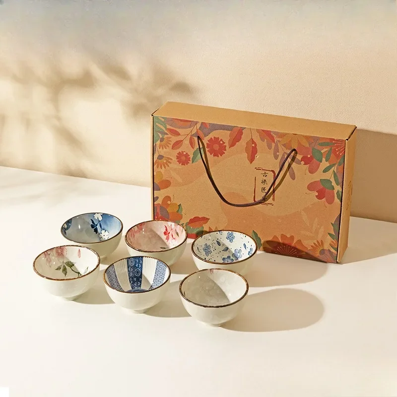 Japanese Ceramic Bowls Rice Bowl High-value Internet Celebrity Small Bow Housewarming Tableware Gift Box Set