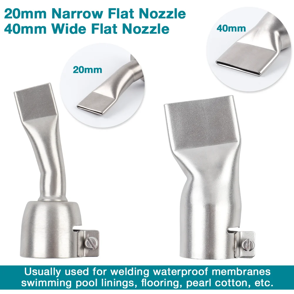 Professional 20mm/40mm Hot Air Gun Nozzle, Industrial-grade Stainless Steel Flat Nozzle,For 32mm Diameter Heat Guns,Welding Tool