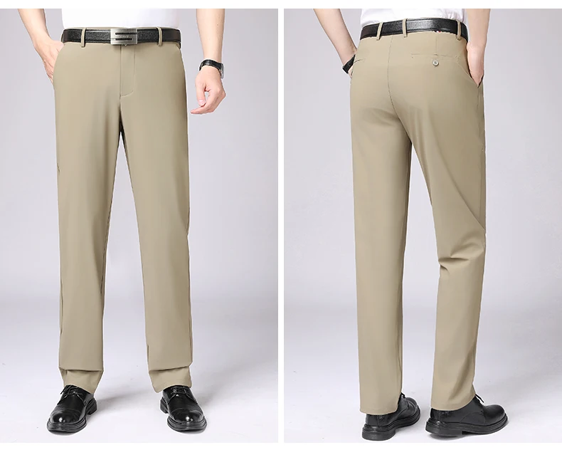 Sommer Herren Elastische Gerade Hosen Frühling Herbst Business Casual Lange Anzughosen Herren Formelle Hosen Einfarbige Anzughosen – Detail 5